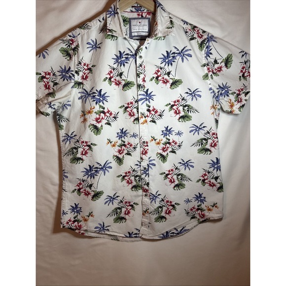 Denim & Flower Other - Men's Denim & Flower Short Sleeve Floral Button-Up Cotton Shirt Medium -Slim Fit